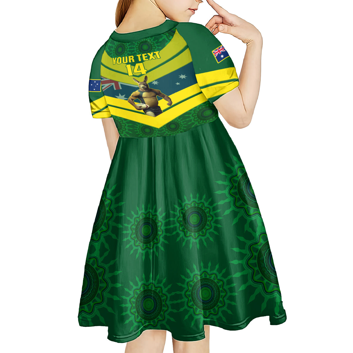 Custom Australia Rugby Kid Short Sleeve Dress Pacific 2023 Go Aussie Kangaroos - Vibe Hoodie Shop