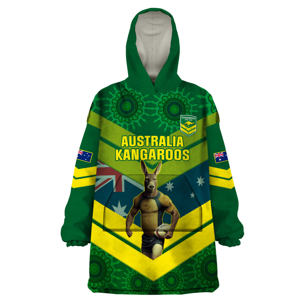 Custom Australia Rugby Wearable Blanket Hoodie Pacific 2023 Go Aussie Kangaroos - Vibe Hoodie Shop