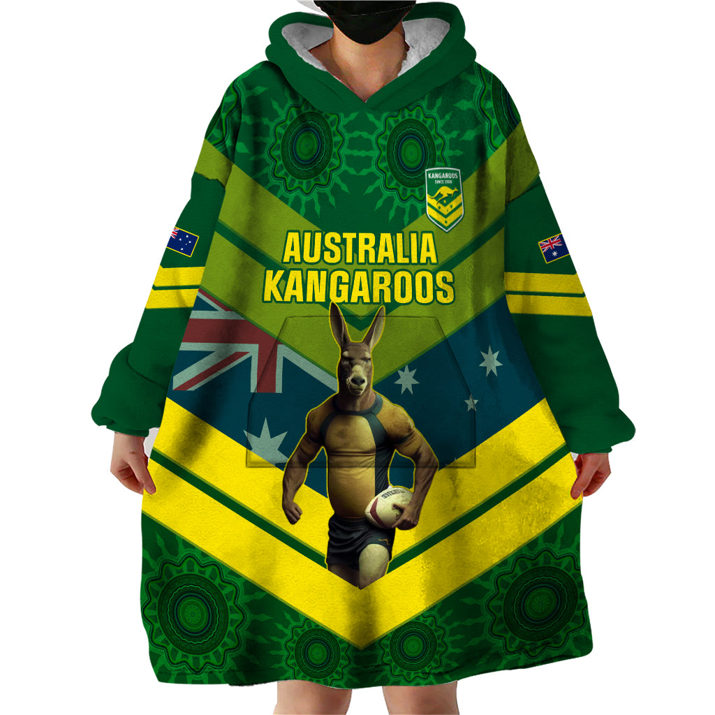 Custom Australia Rugby Wearable Blanket Hoodie Pacific 2023 Go Aussie Kangaroos - Vibe Hoodie Shop