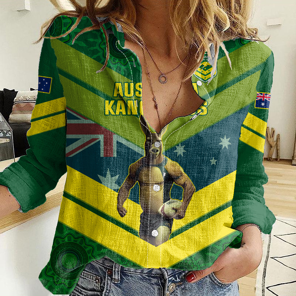 Custom Australia Rugby Women Casual Shirt Pacific 2023 Go Aussie Kangaroos - Vibe Hoodie Shop