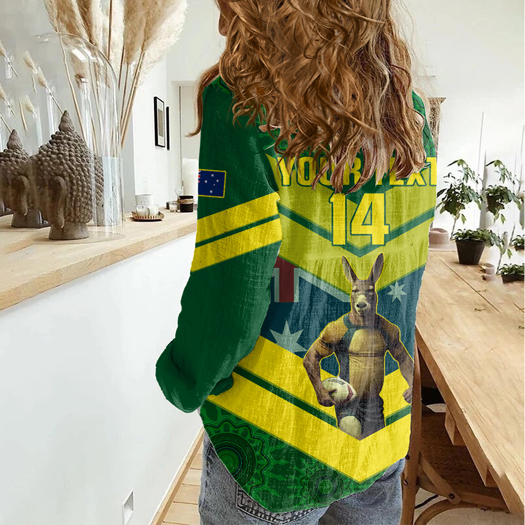 Custom Australia Rugby Women Casual Shirt Pacific 2023 Go Aussie Kangaroos - Vibe Hoodie Shop