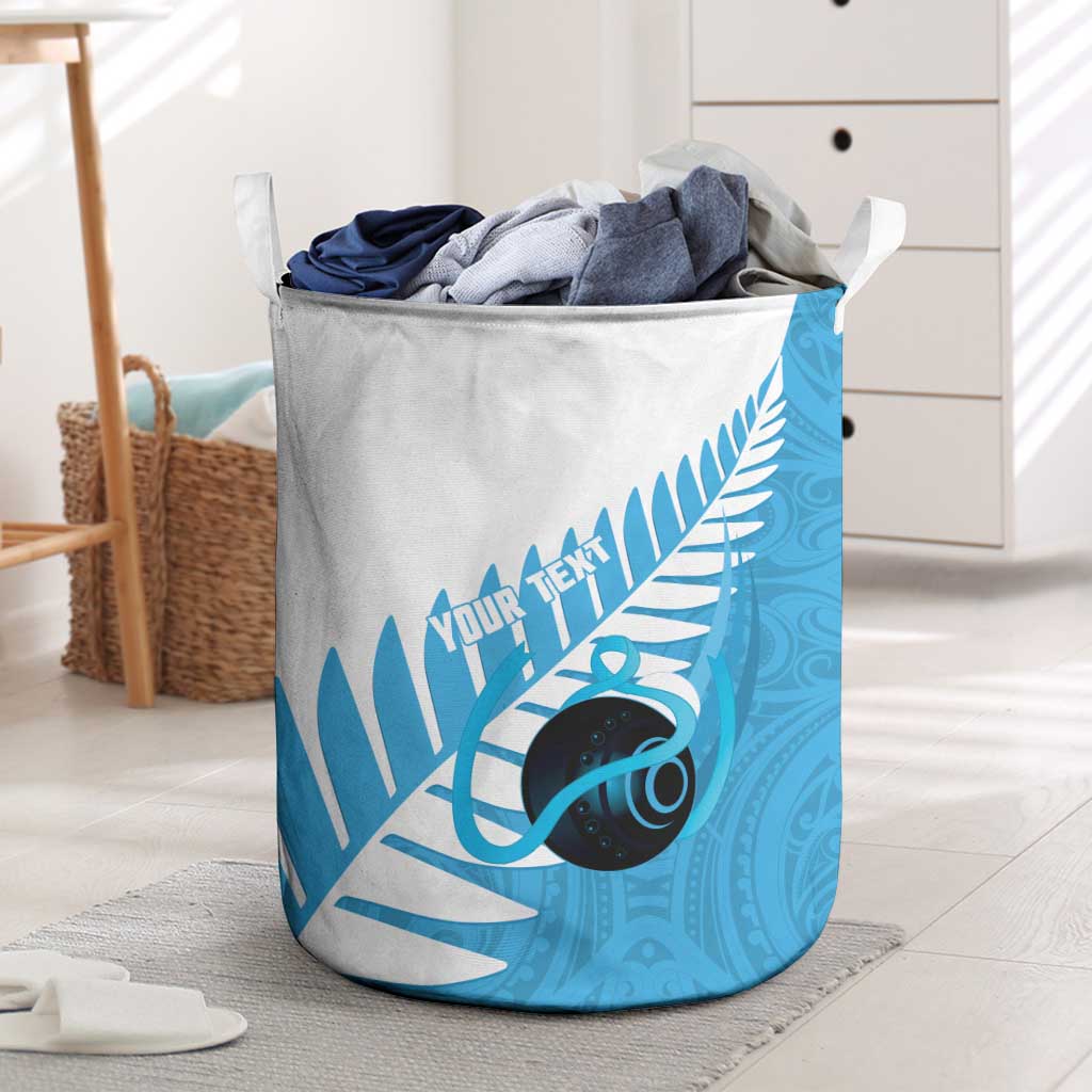 New Zealand Lawn Bowls Prostate Cancer Custom Laundry Basket Aotearoa Maori Silver Fern Blue Ribbon - Vibe Hoodie