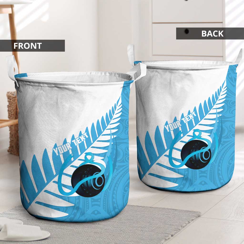 New Zealand Lawn Bowls Prostate Cancer Custom Laundry Basket Aotearoa Maori Silver Fern Blue Ribbon - Vibe Hoodie