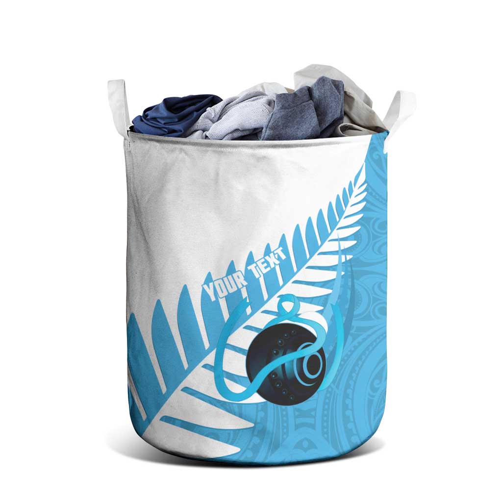 New Zealand Lawn Bowls Prostate Cancer Custom Laundry Basket Aotearoa Maori Silver Fern Blue Ribbon - Vibe Hoodie
