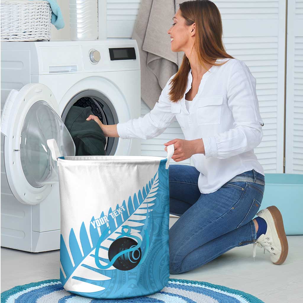 New Zealand Lawn Bowls Prostate Cancer Custom Laundry Basket Aotearoa Maori Silver Fern Blue Ribbon - Vibe Hoodie