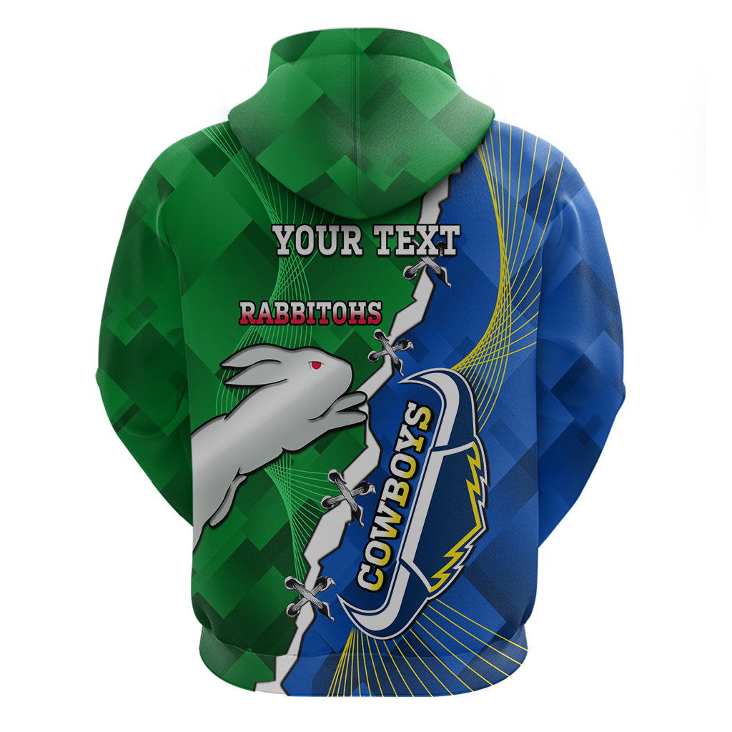 Personalised Rabbitohs And Cowboys Rugby Hoodie Dynamic Style - Vibe Hoodie Shop