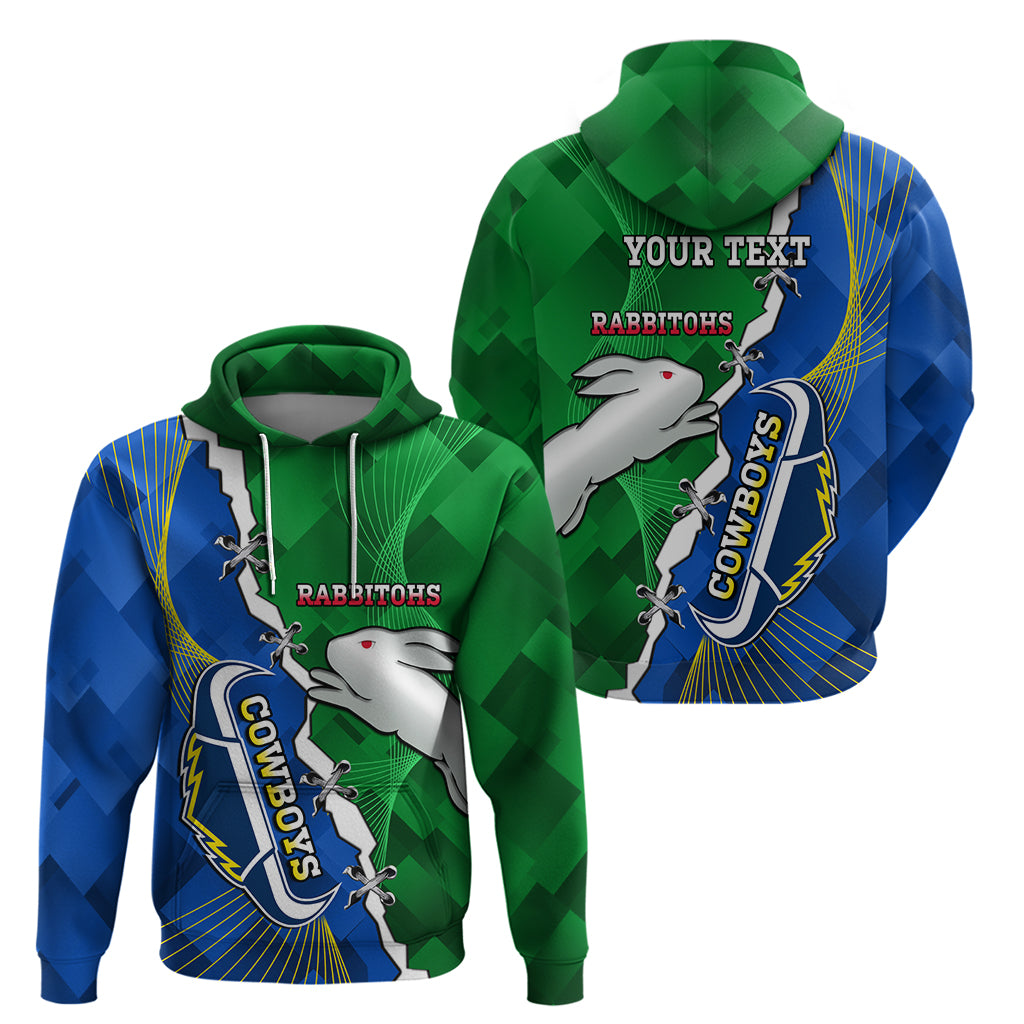 Personalised Rabbitohs And Cowboys Rugby Hoodie Dynamic Style - Vibe Hoodie Shop