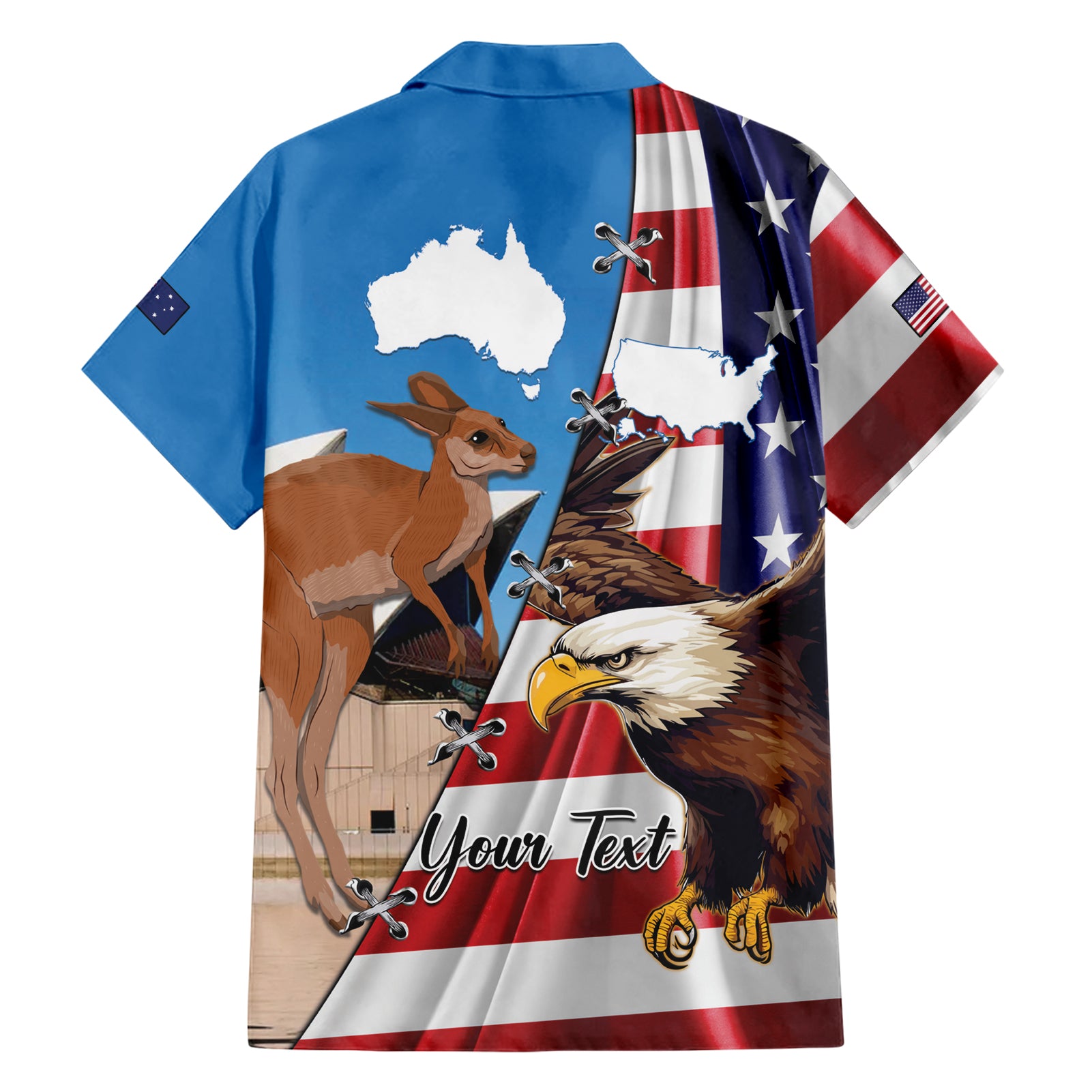 Personalised United States And Australia Hawaiian Shirt USA Eagle With Aussie Kangaroo - Vibe Hoodie Shop