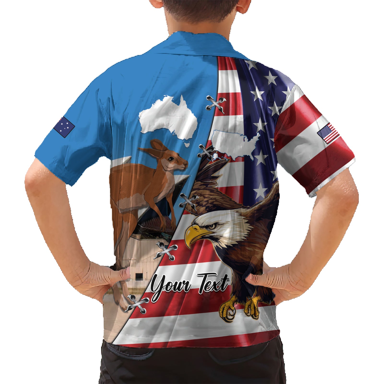 Personalised United States And Australia Hawaiian Shirt USA Eagle With Aussie Kangaroo - Vibe Hoodie Shop