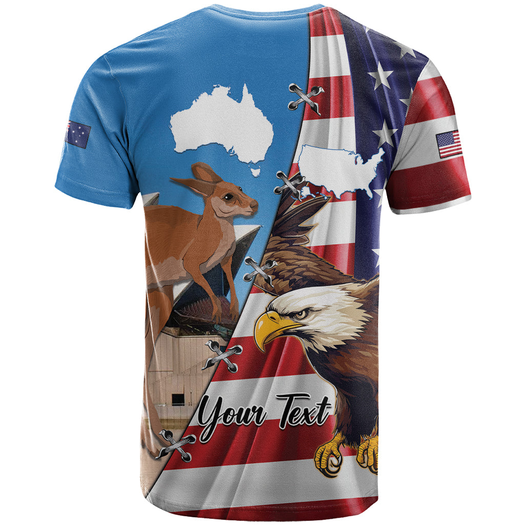 Personalised United States And Australia T Shirt USA Eagle With Aussie Kangaroo - Vibe Hoodie Shop