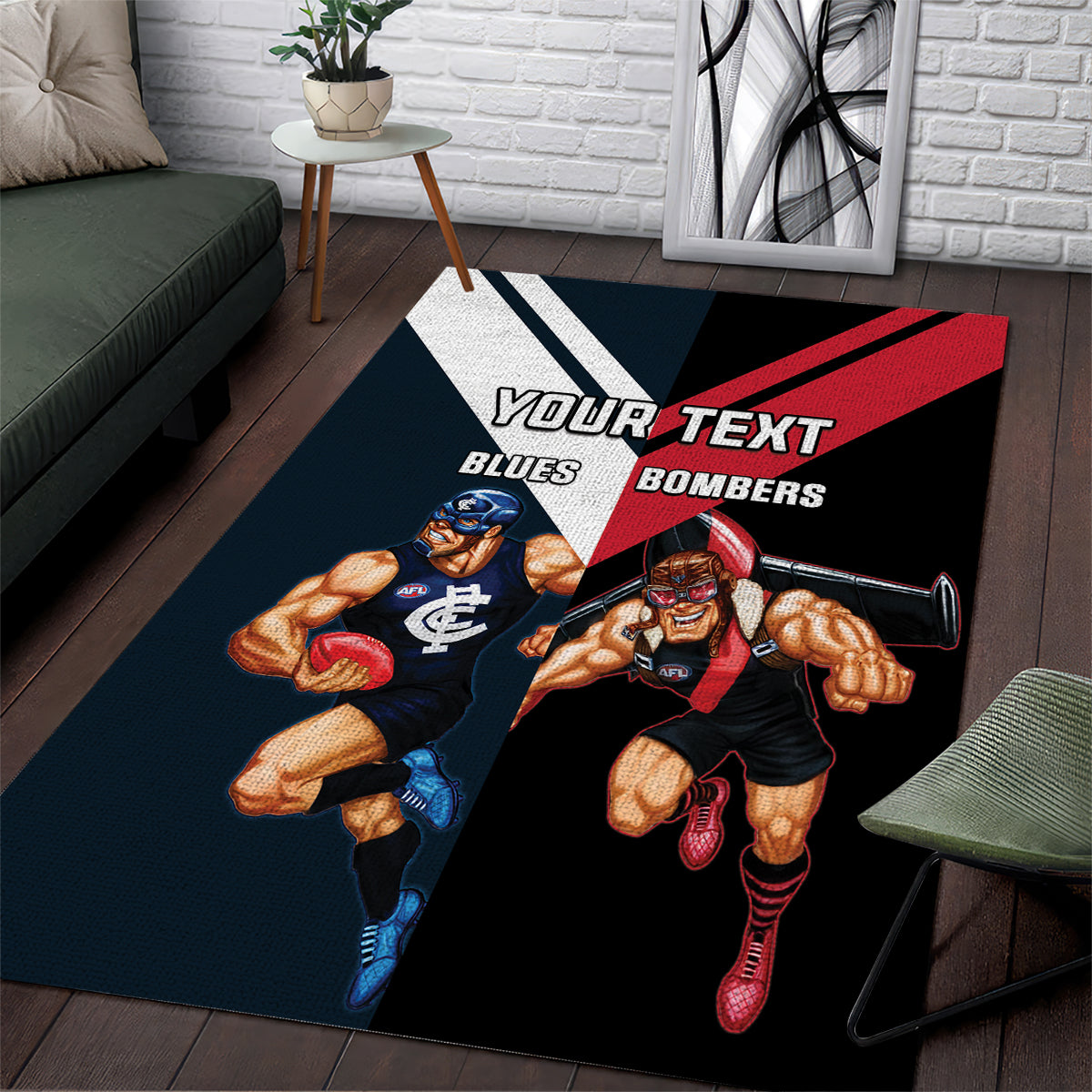 Custom Blues And Bombers Football Area Rug 2024 Together Sporty - Vibe Hoodie Shop