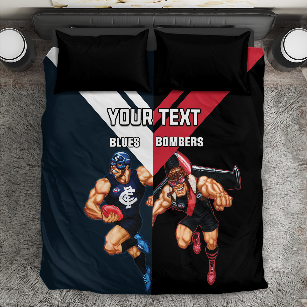 Custom Blues And Bombers Football Bedding Set 2024 Together Sporty - Vibe Hoodie Shop