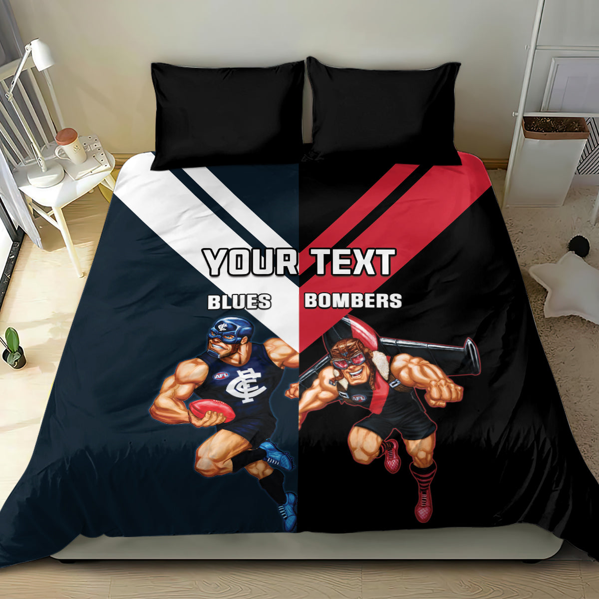 Custom Blues And Bombers Football Bedding Set 2024 Together Sporty - Vibe Hoodie Shop
