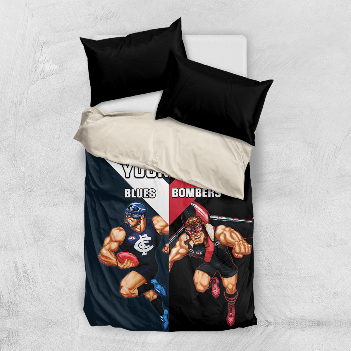 Custom Blues And Bombers Football Bedding Set 2024 Together Sporty - Vibe Hoodie Shop