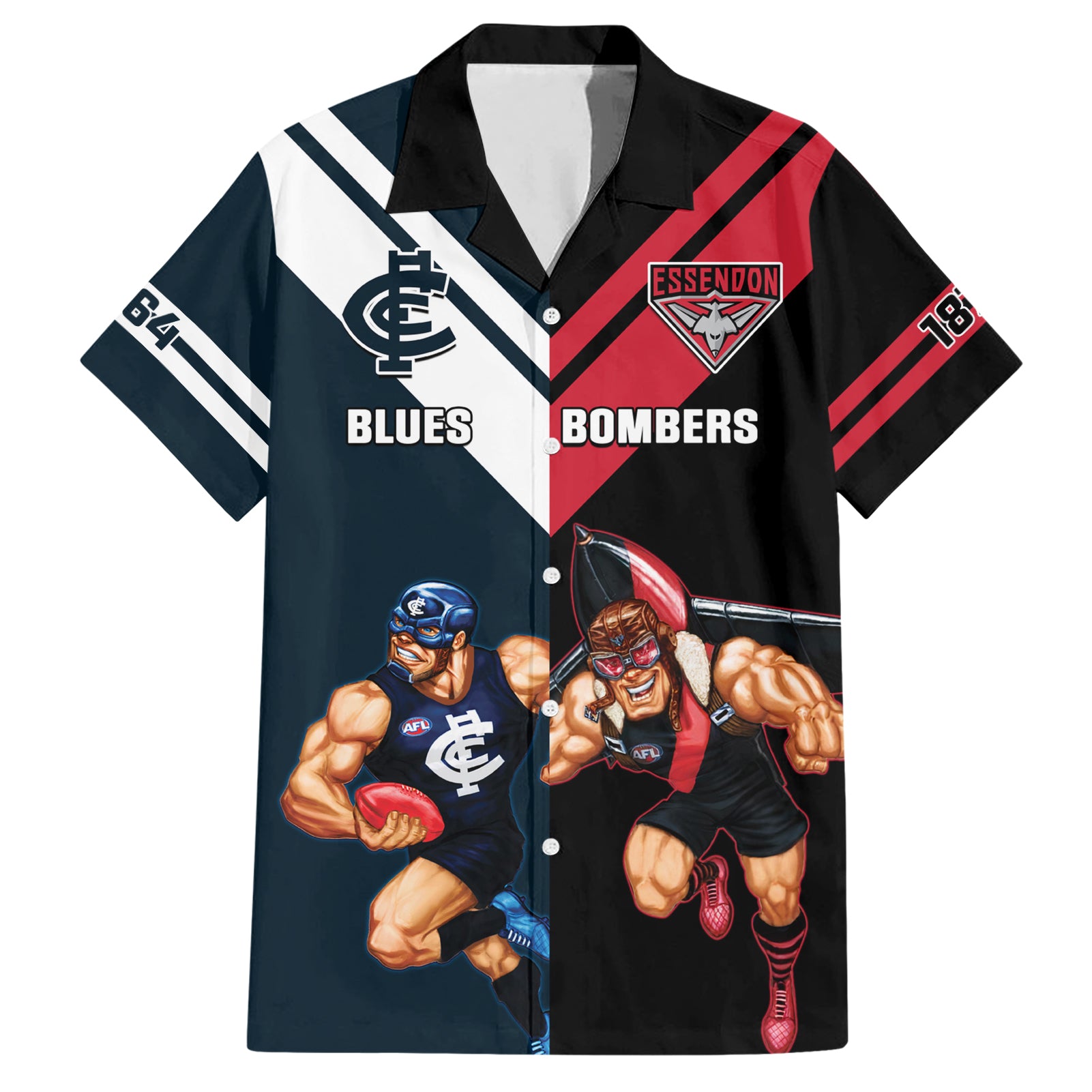 Custom Blues And Bombers Football Hawaiian Shirt 2024 Together Sporty - Vibe Hoodie Shop