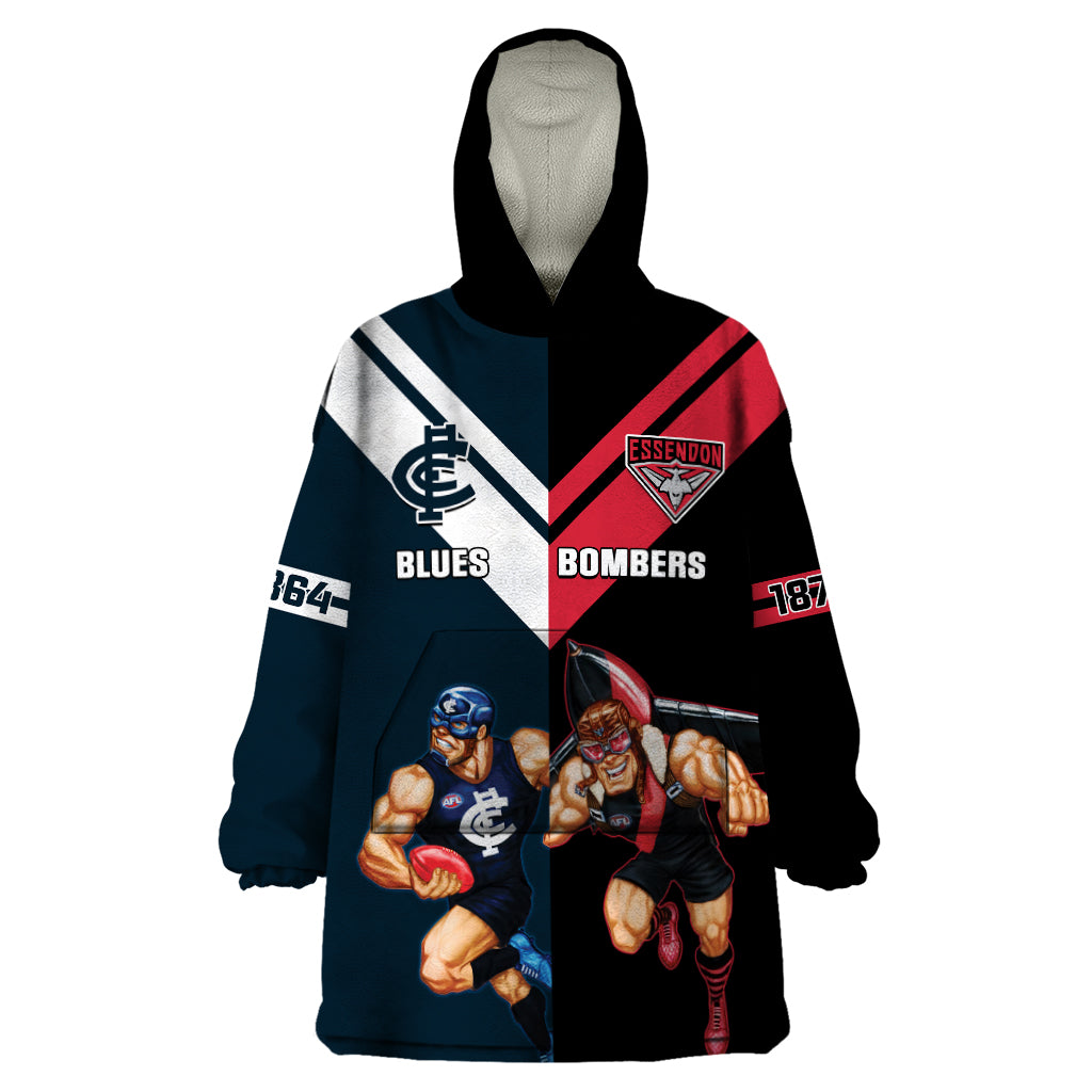 Custom Blues And Bombers Football Wearable Blanket Hoodie 2024 Together Sporty - Vibe Hoodie Shop