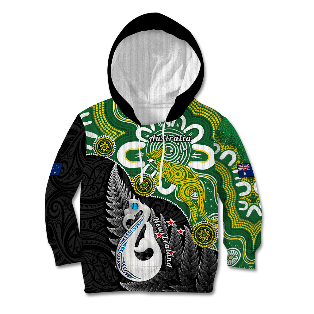 Personalised New Zealand And Australia Kid Hoodie Aboriginal Mix Aotearoa Maori Unique Style - Vibe Hoodie Shop