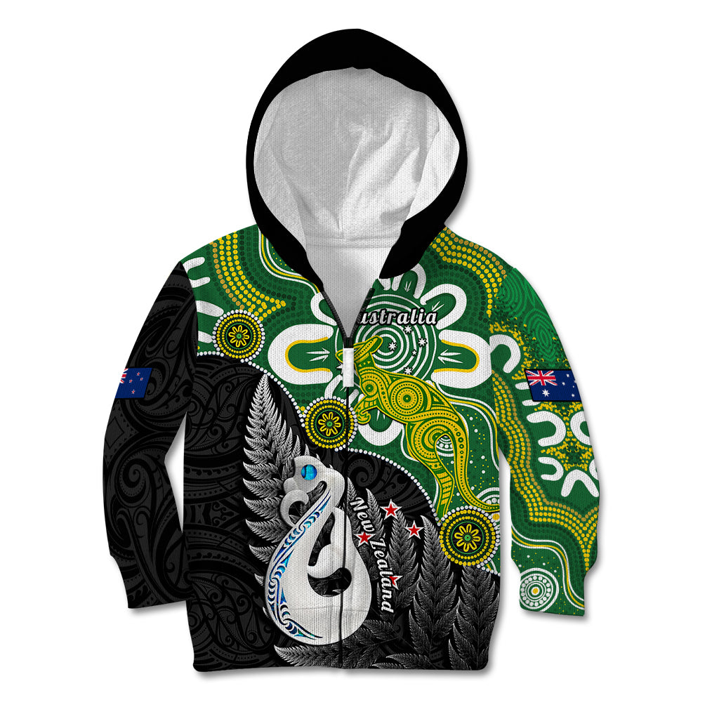 Personalised New Zealand And Australia Kid Hoodie Aboriginal Mix Aotearoa Maori Unique Style - Vibe Hoodie Shop