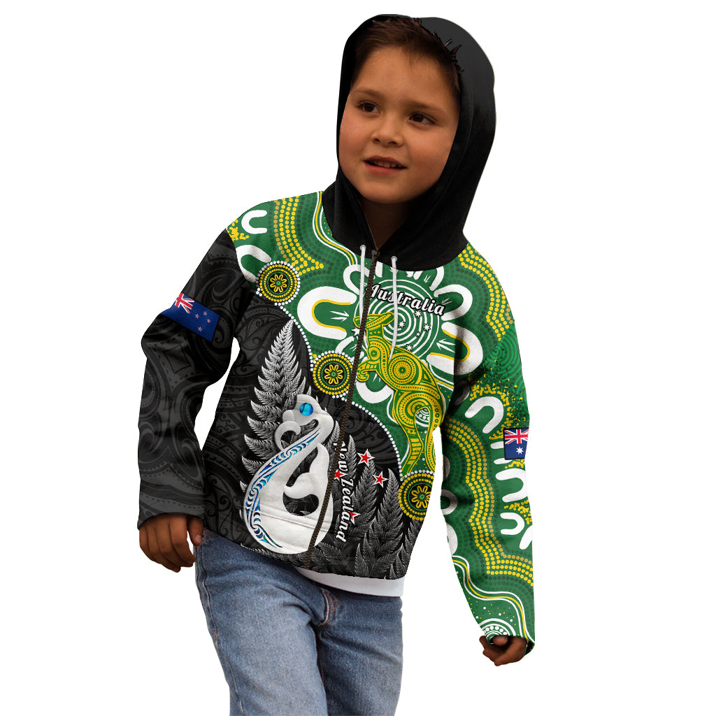 Personalised New Zealand And Australia Kid Hoodie Aboriginal Mix Aotearoa Maori Unique Style - Vibe Hoodie Shop