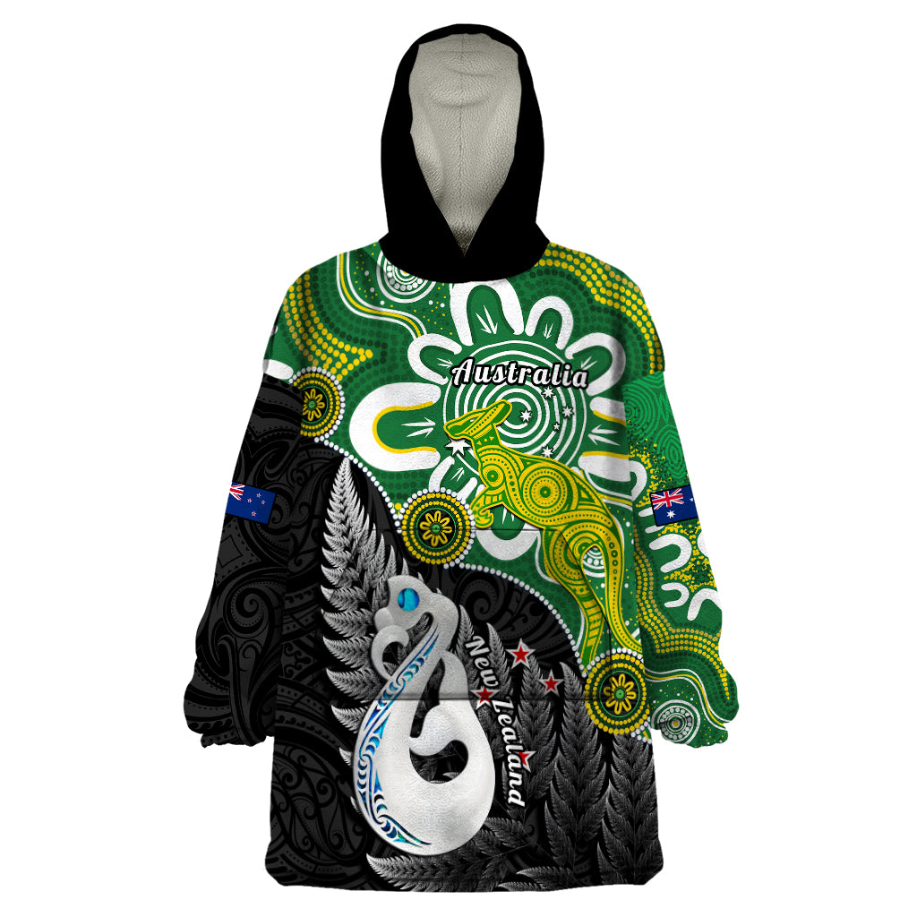 Personalised New Zealand And Australia Wearable Blanket Hoodie Aboriginal Mix Aotearoa Maori Unique Style - Vibe Hoodie Shop