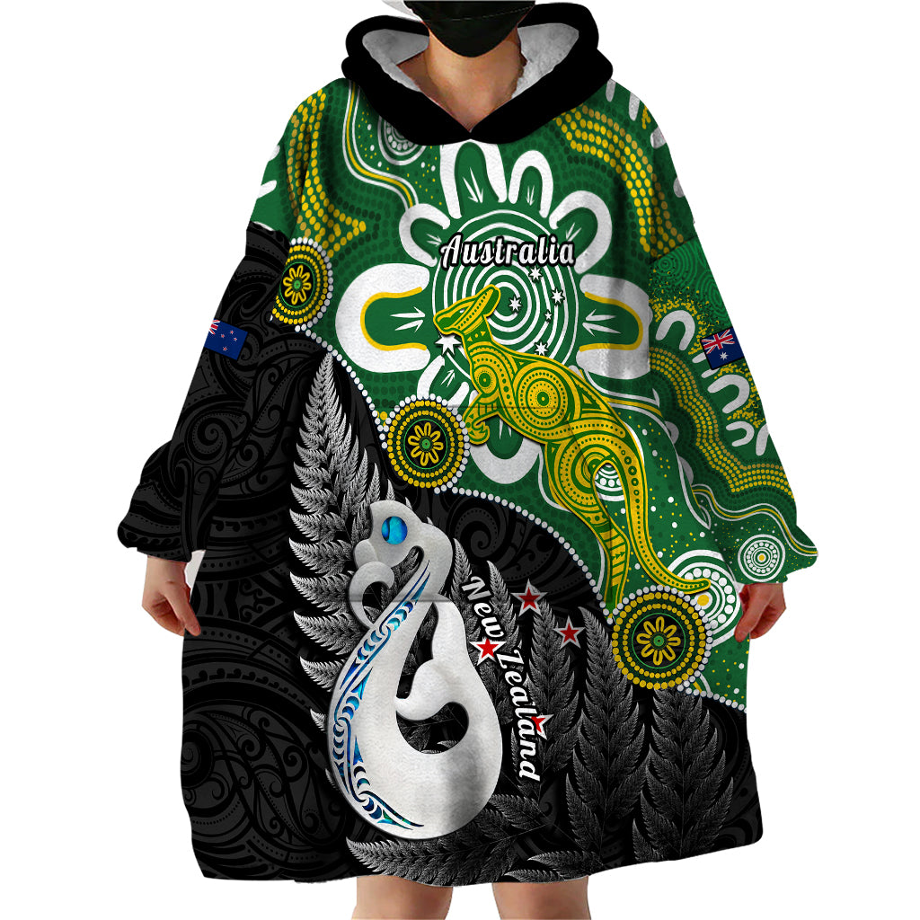 Personalised New Zealand And Australia Wearable Blanket Hoodie Aboriginal Mix Aotearoa Maori Unique Style - Vibe Hoodie Shop