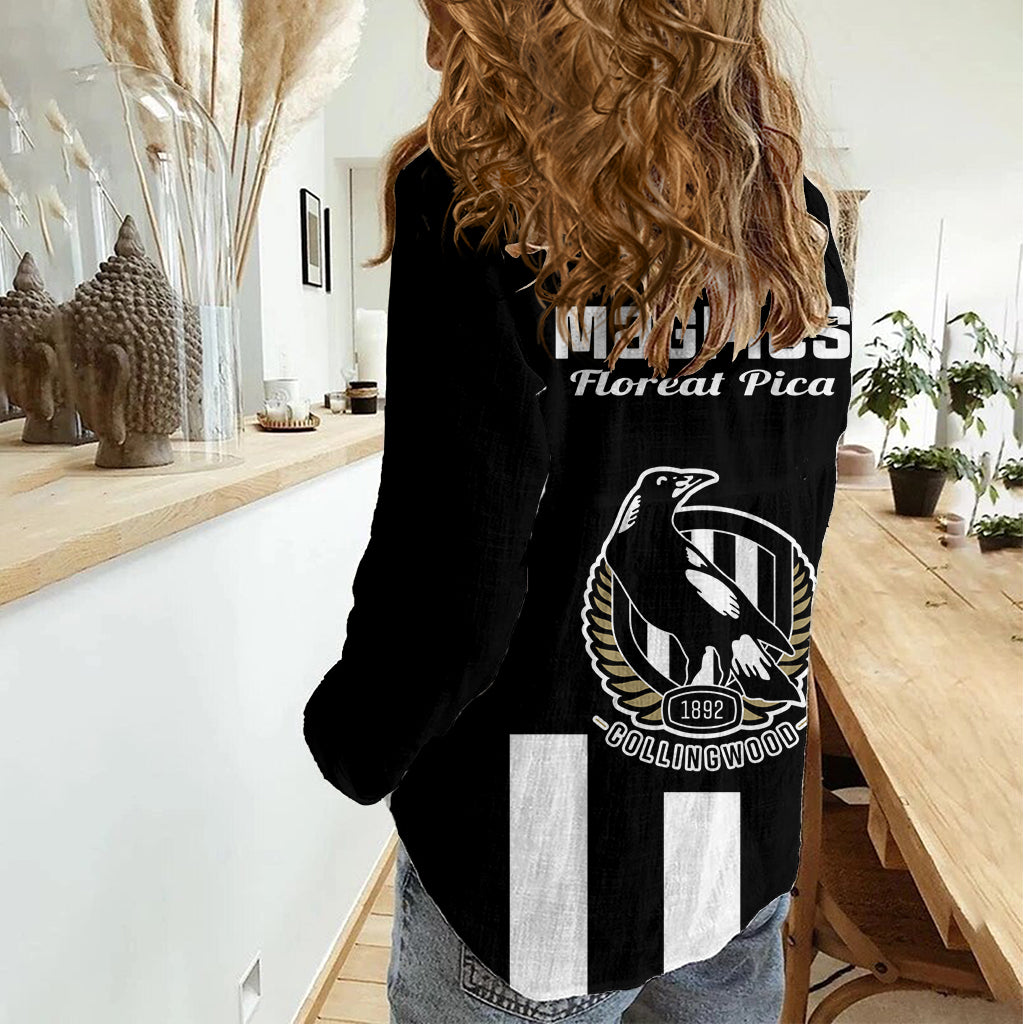 Collingwood Football 2023 Women Casual Shirt Go Magpies Sporty Style - Vibe Hoodie Shop