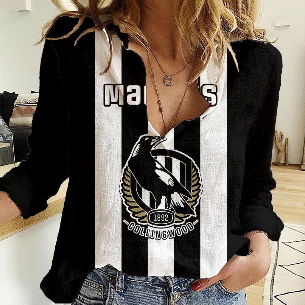 Personalised Collingwood Football 2023 Women Casual Shirt Go Magpies Sporty Style - Vibe Hoodie Shop