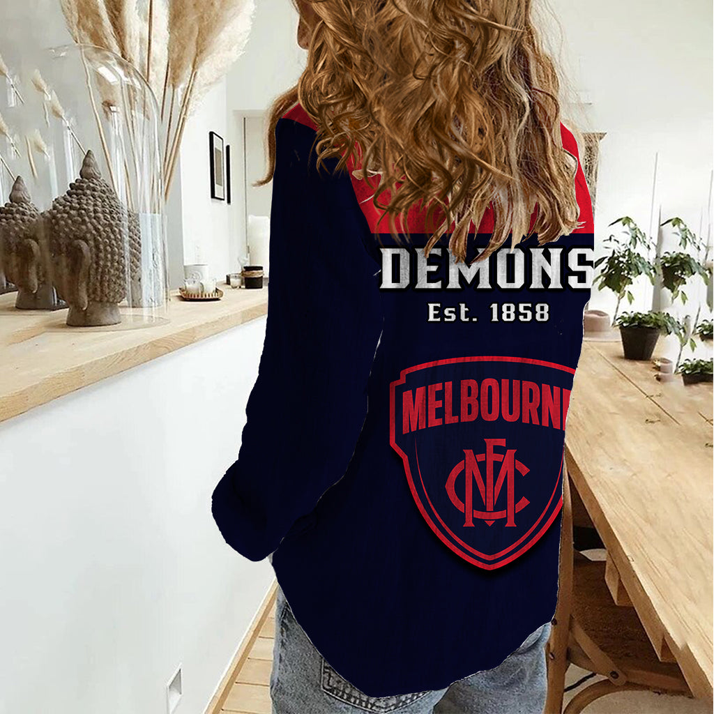 Melbourne Football 2023 Women Casual Shirt Go Demons Sporty Style - Vibe Hoodie Shop
