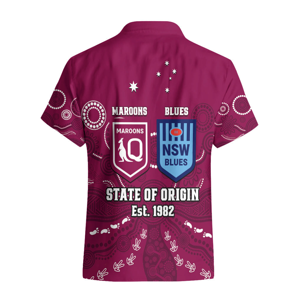 QLD Maroons and NSW Blues Rugby Hawaiian Shirt State of Origin 2023 Indigenous Maroon - Vibe Hoodie Shop