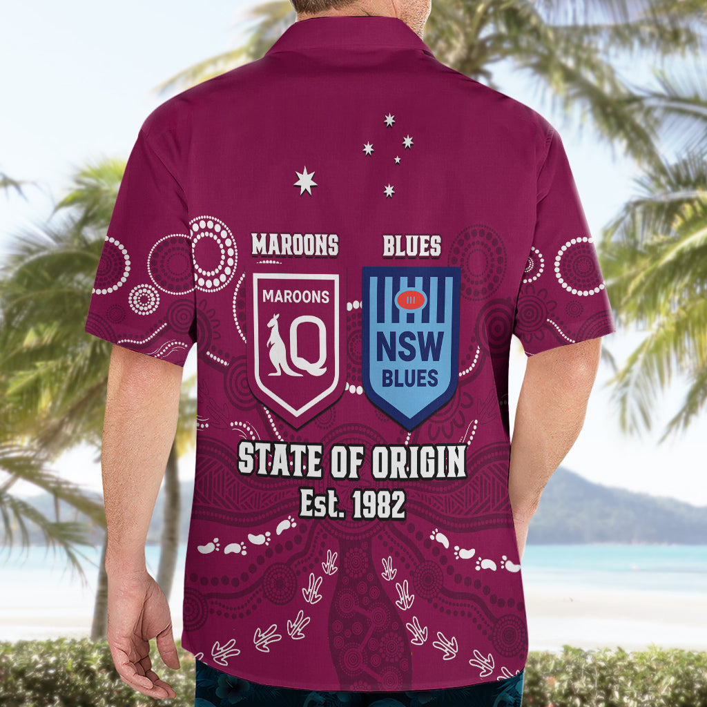 QLD Maroons and NSW Blues Rugby Hawaiian Shirt State of Origin 2023 Indigenous Maroon - Vibe Hoodie Shop