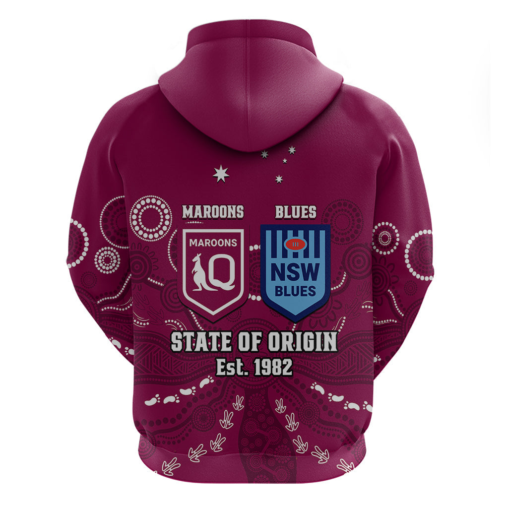 QLD Maroons and NSW Blues Rugby Hoodie State of Origin 2023 Indigenous Maroon - Vibe Hoodie Shop
