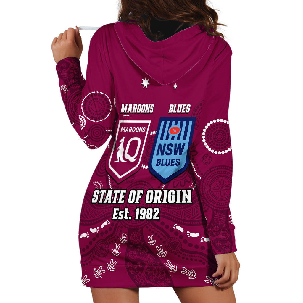 QLD Maroons and NSW Blues Rugby Hoodie Dress State of Origin 2023 Indigenous Maroon - Vibe Hoodie Shop