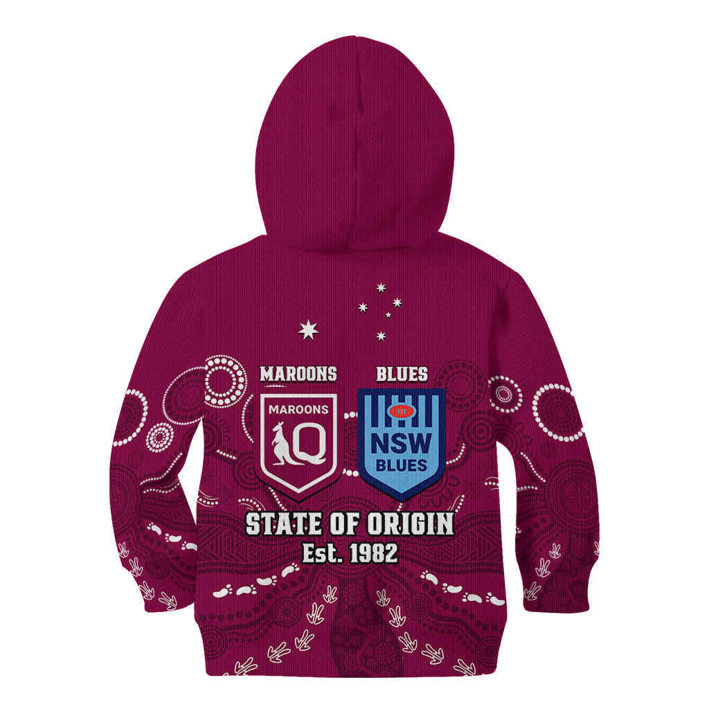 QLD Maroons and NSW Blues Rugby Kid Hoodie State of Origin 2023 Indigenous Maroon - Vibe Hoodie Shop