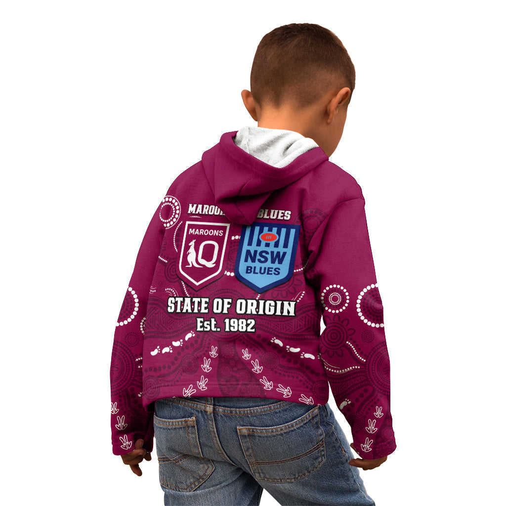 QLD Maroons and NSW Blues Rugby Kid Hoodie State of Origin 2023 Indigenous Maroon - Vibe Hoodie Shop
