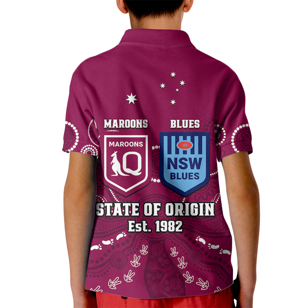 QLD Maroons and NSW Blues Rugby Kid Polo Shirt State of Origin 2023 Indigenous Maroon - Vibe Hoodie Shop