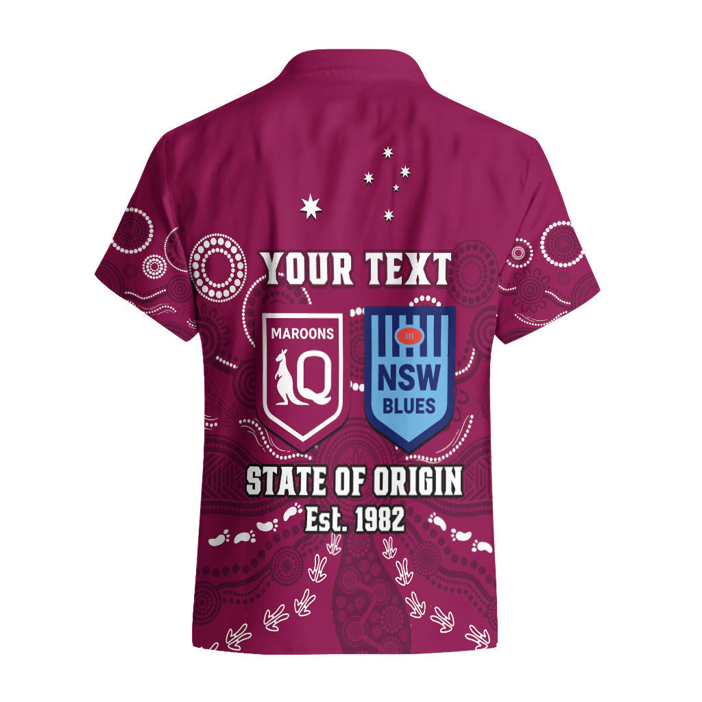 Personalised QLD Maroons and NSW Blues Rugby Hawaiian Shirt State of Origin 2023 Indigenous Maroon - Vibe Hoodie Shop