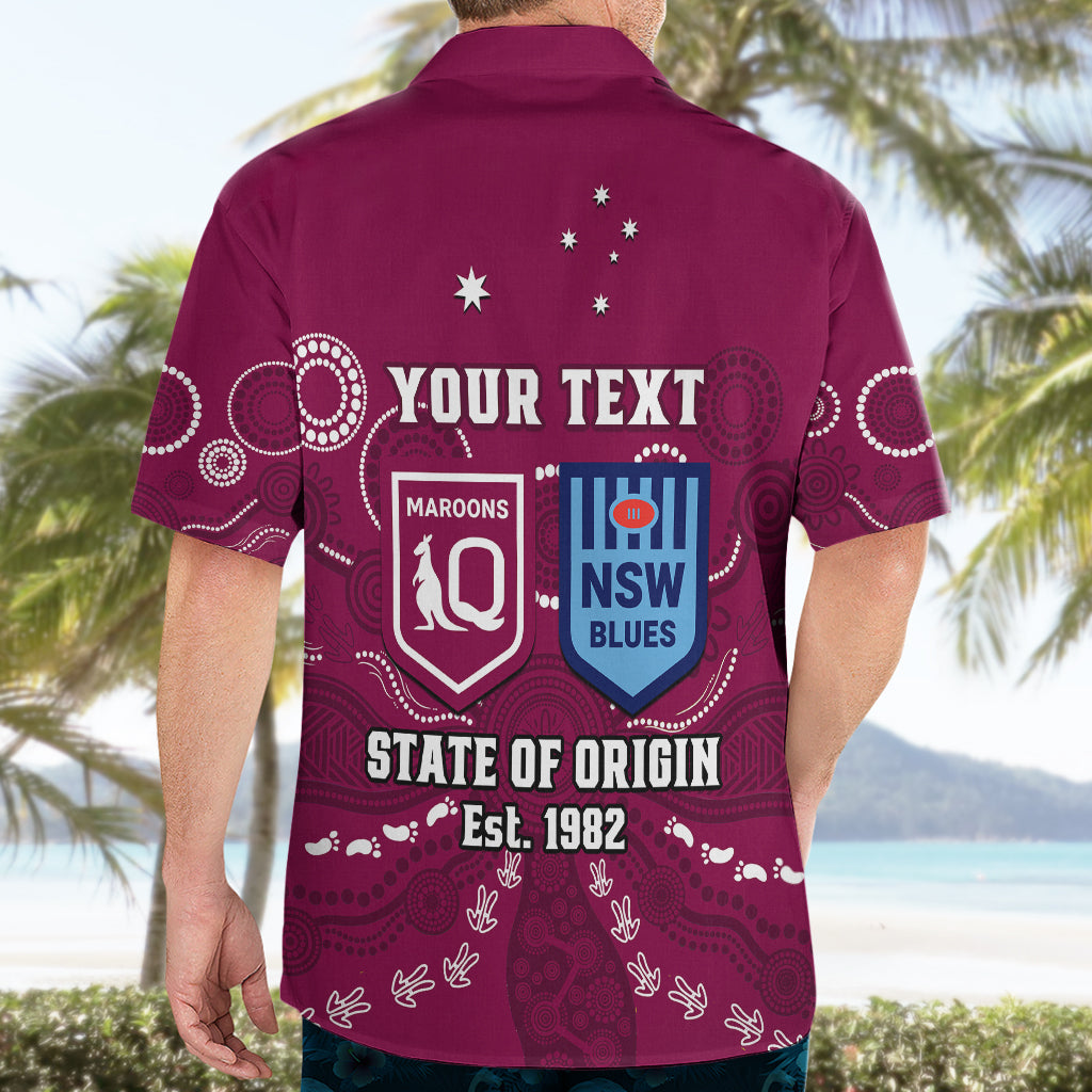 Personalised QLD Maroons and NSW Blues Rugby Hawaiian Shirt State of Origin 2023 Indigenous Maroon - Vibe Hoodie Shop