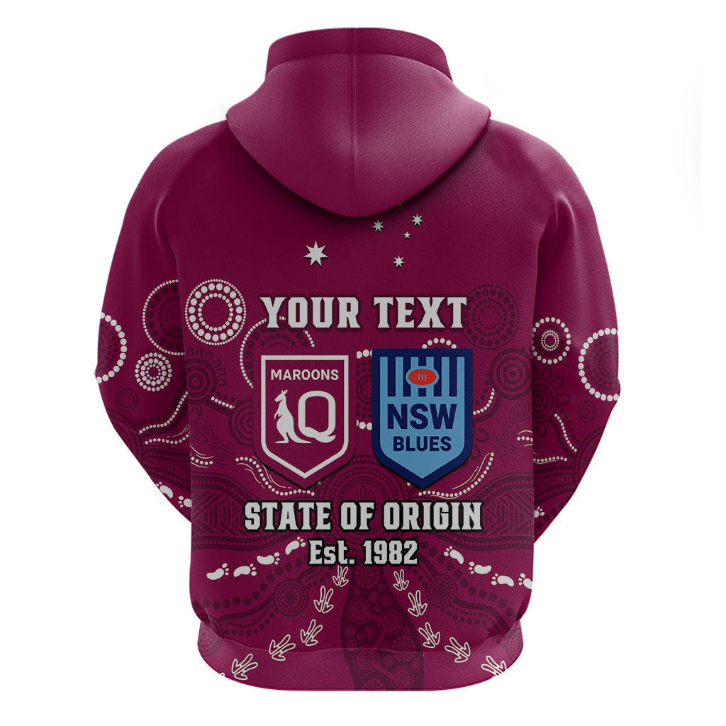Personalised QLD Maroons and NSW Blues Rugby Hoodie State of Origin 2023 Indigenous Maroon - Vibe Hoodie Shop
