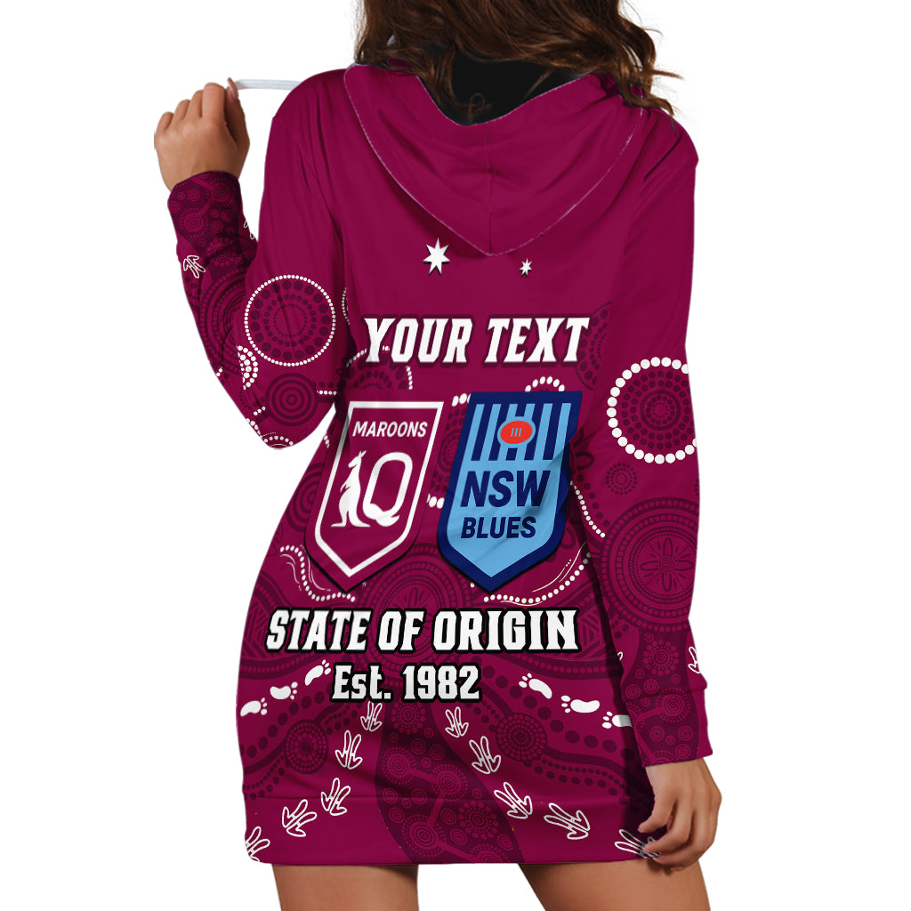 Personalised QLD Maroons and NSW Blues Rugby Hoodie Dress State of Origin 2023 Indigenous Maroon - Vibe Hoodie Shop