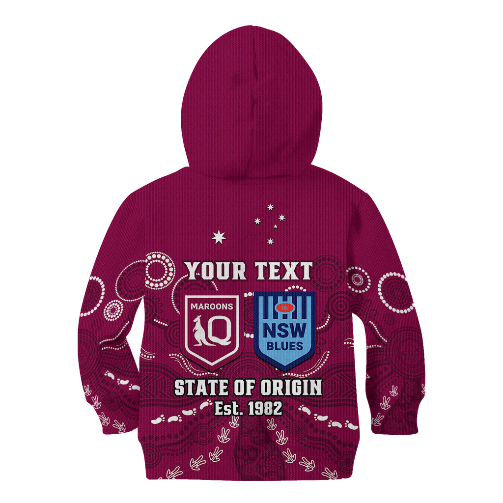 Personalised QLD Maroons and NSW Blues Rugby Kid Hoodie State of Origin 2023 Indigenous Maroon - Vibe Hoodie Shop