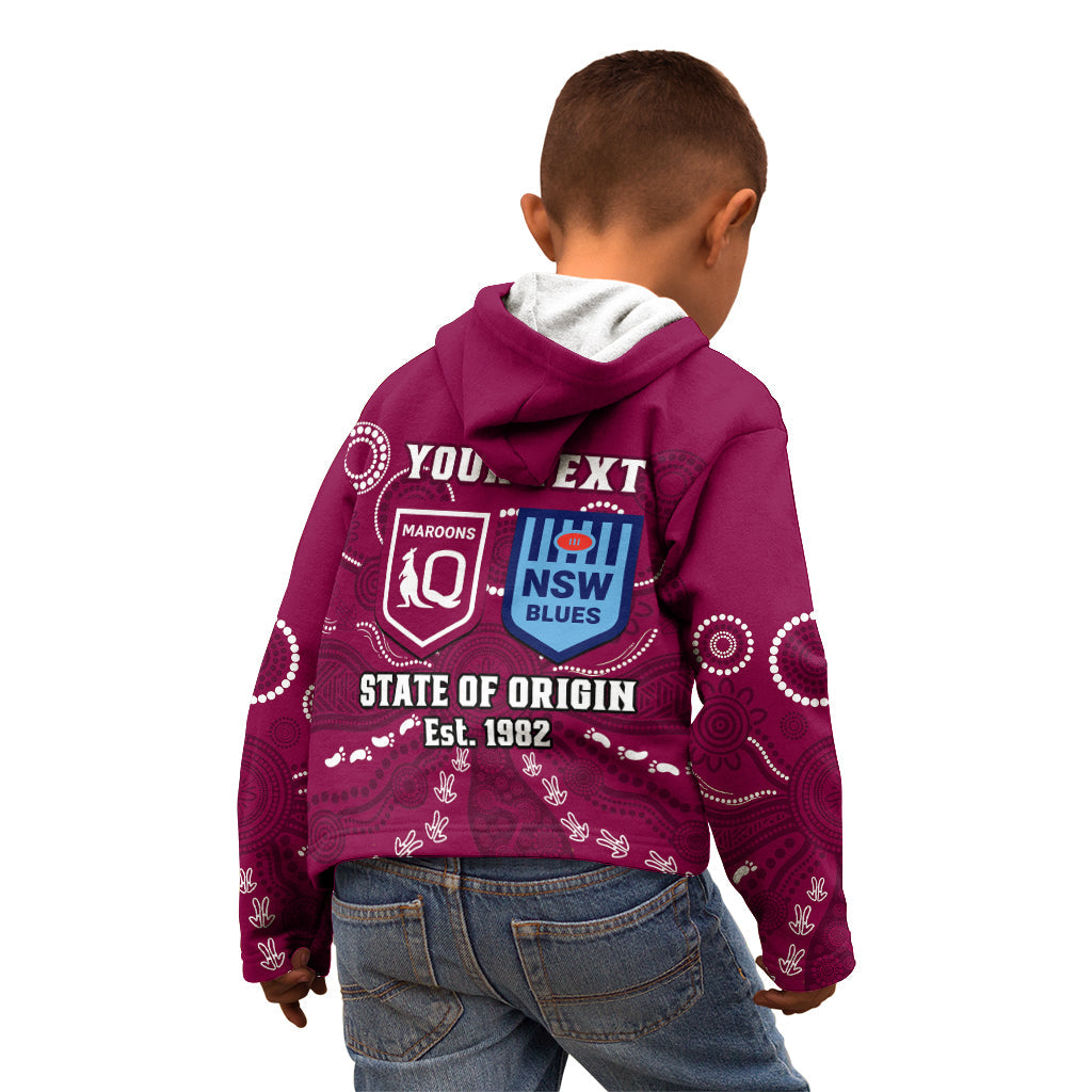 Personalised QLD Maroons and NSW Blues Rugby Kid Hoodie State of Origin 2023 Indigenous Maroon - Vibe Hoodie Shop