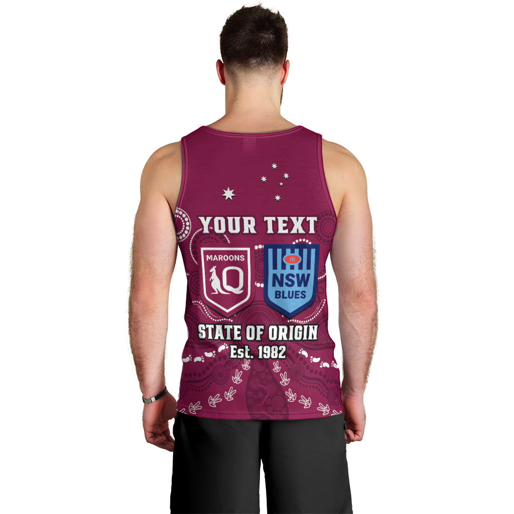 Personalised QLD Maroons and NSW Blues Rugby Men Tank Top State of Origin 2023 Indigenous Maroon - Vibe Hoodie Shop