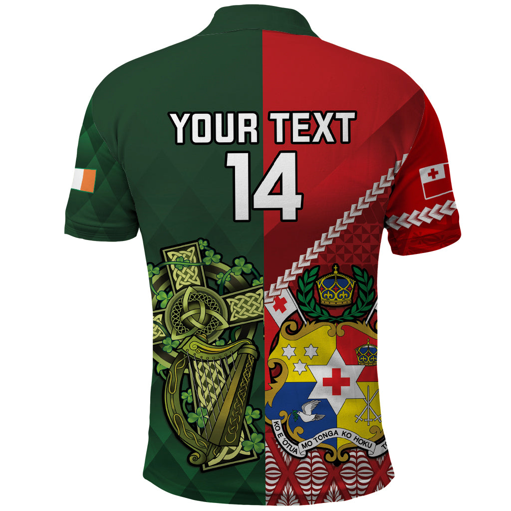 Custom Tonga And Ireland Rugby Polo Shirt Ikale Tahi With Shamrocks - Vibe Hoodie Shop