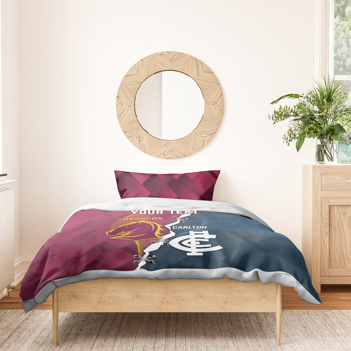 Personalised Broncos Rugby And Carlton Football Bedding Set Sporty Version - Vibe Hoodie Shop