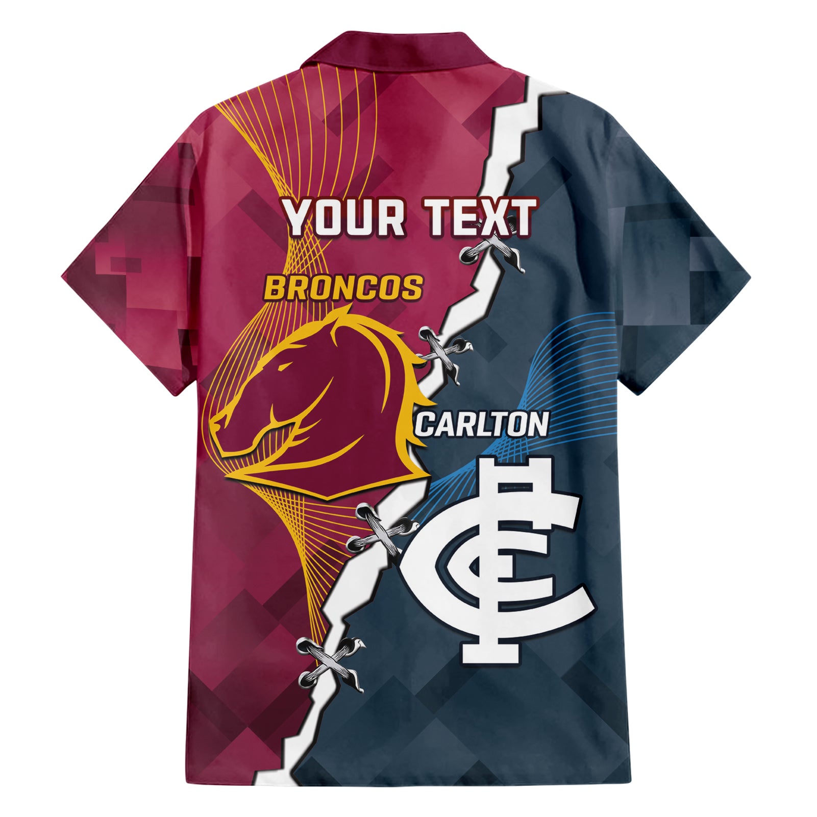 Personalised Broncos Rugby And Carlton Football Hawaiian Shirt Sporty Version - Vibe Hoodie Shop