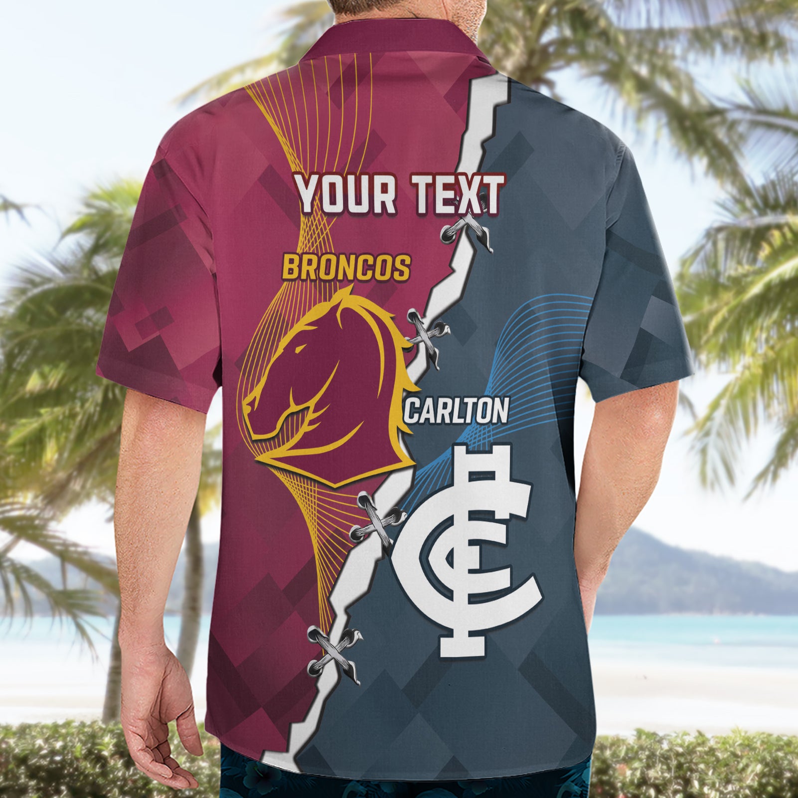 Personalised Broncos Rugby And Carlton Football Hawaiian Shirt Sporty Version - Vibe Hoodie Shop