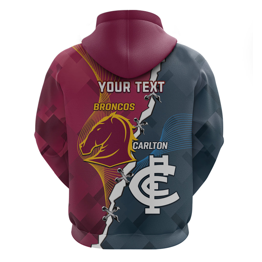 Personalised Broncos Rugby And Carlton Football Hoodie Sporty Version - Vibe Hoodie Shop