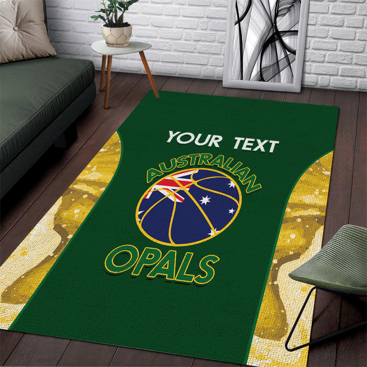 Custom Australia Basketball Area Rug Go Champions Aussie Opals National Color - Vibe Hoodie Shop