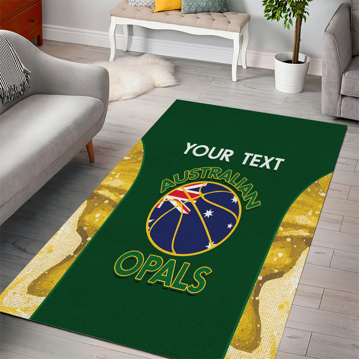 Custom Australia Basketball Area Rug Go Champions Aussie Opals National Color - Vibe Hoodie Shop