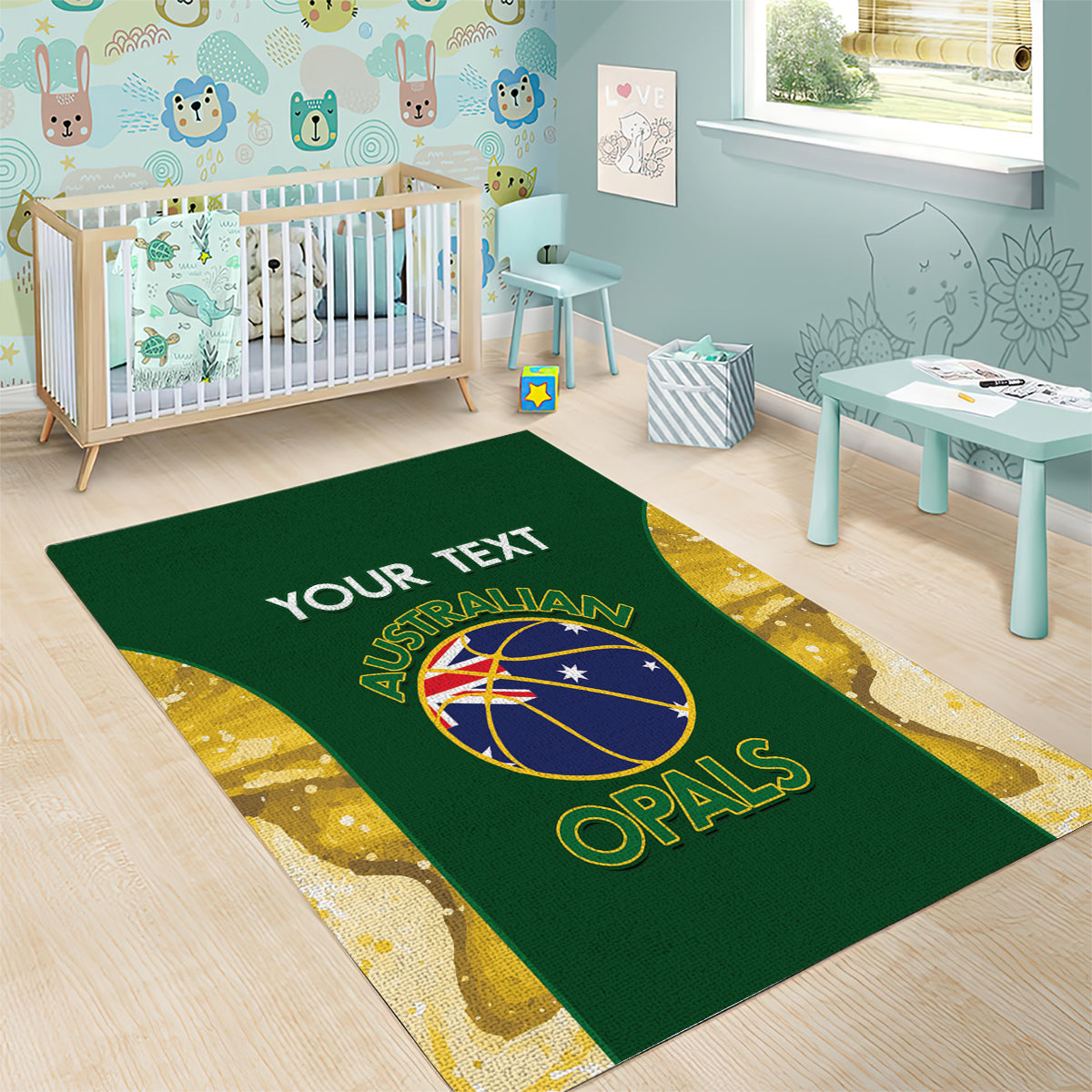 Custom Australia Basketball Area Rug Go Champions Aussie Opals National Color - Vibe Hoodie Shop